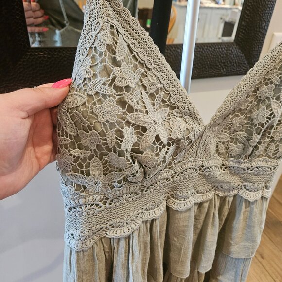 Olive Lace Ruffle Play Dress - Picture 2 of 7